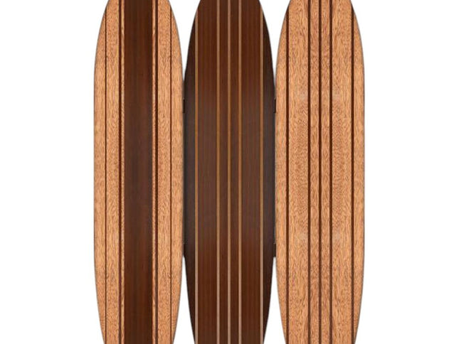 Warm Brown Long Board 3 Panel Room Divider Screen