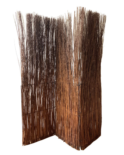 7' Rustic Willow Branch Three Panel Room Divider Screen