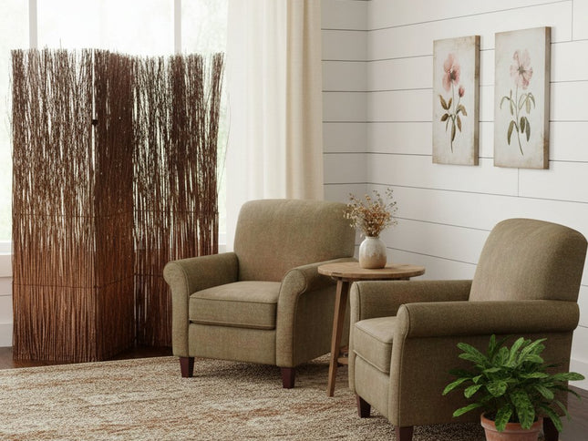 7' Rustic Willow Branch Three Panel Room Divider Screen