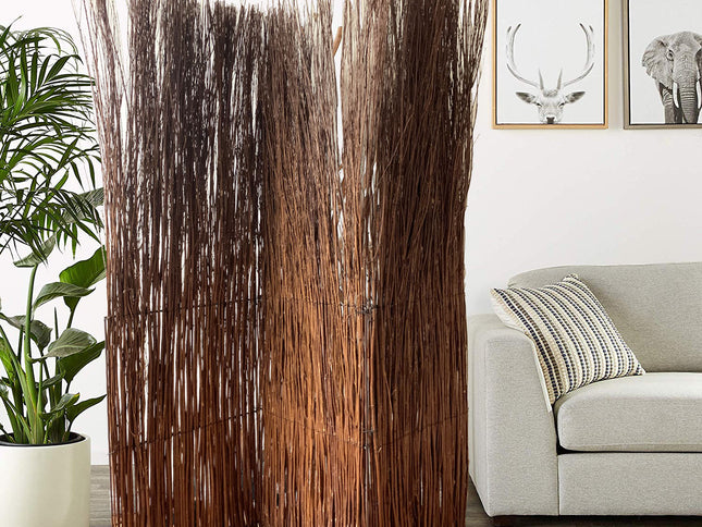 7' Rustic Willow Branch Three Panel Room Divider Screen