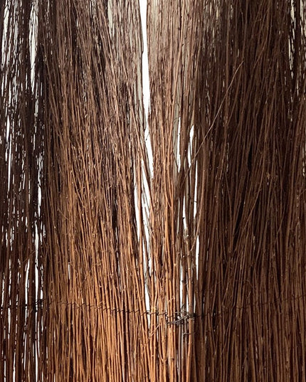 84" Brown Rattan Folding Three Panel Screen Room Divider