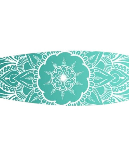 76" X 18" Blue and White Surfboard Floral Medallion Wood Wall Decor