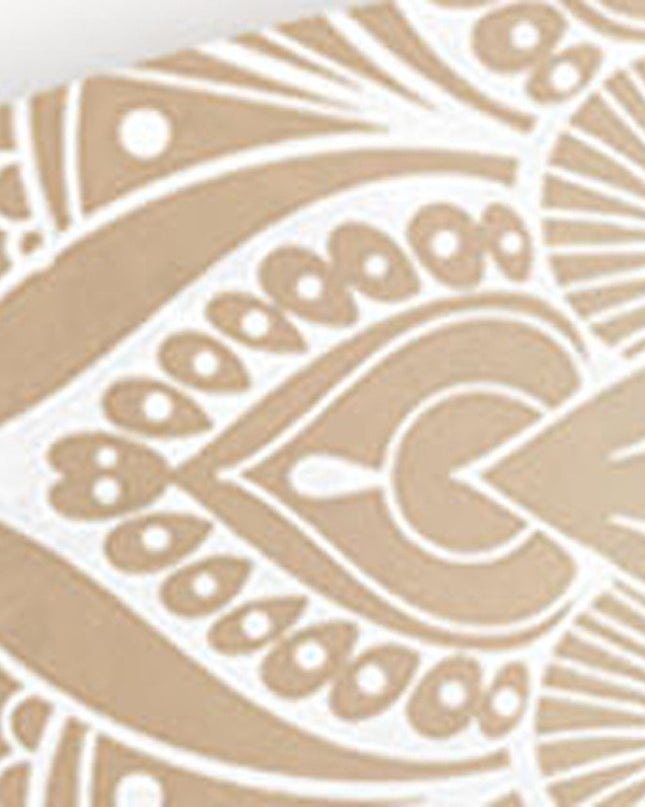 76" X 18" Tan and White Surfboard Floral Medallion Wood Hanging Dimensional Sculpture