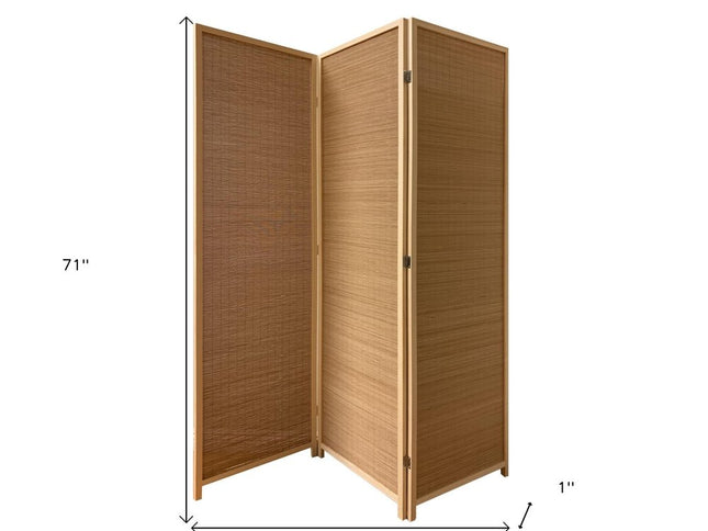 6" Light Bamboo 3 Panel Room Divider Screen