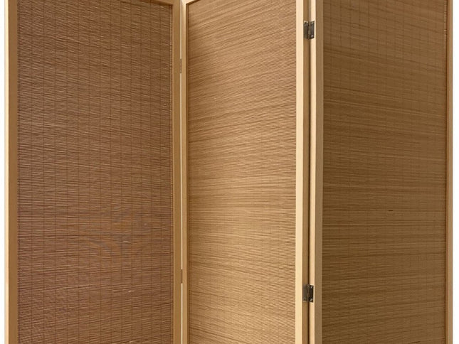71" Brown Folding Three Panel Screen Room Divider