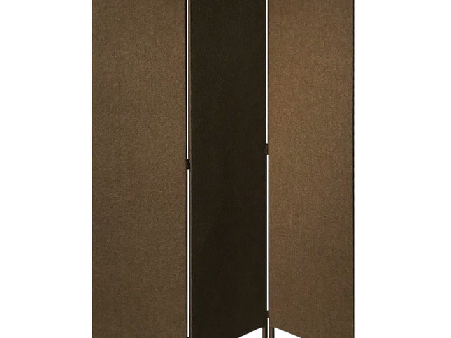Brown Upholstered 3 Panel Room Divider Screen