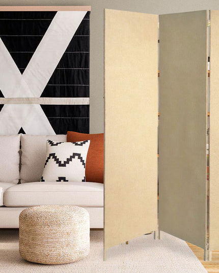 Brown Upholstered 3 Panel Room Divider Screen