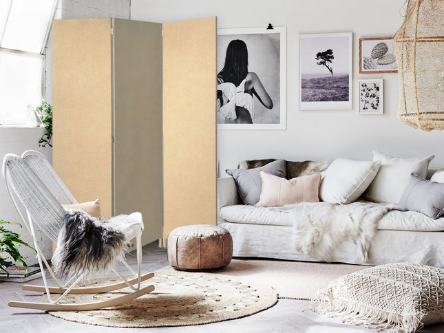 Brown Upholstered 3 Panel Room Divider Screen