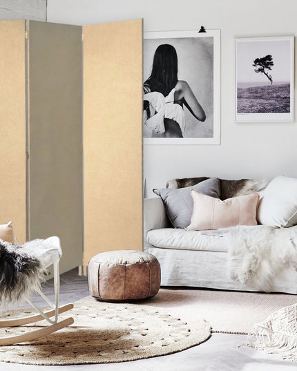 Brown Upholstered 3 Panel Room Divider Screen