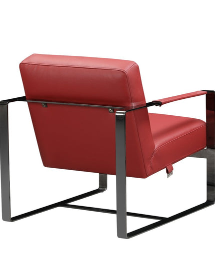 28" Camel And Black Genuine Leather Arm Chair