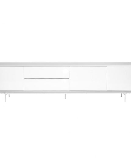 82" White Manufactured And Wood Cabinet Enclosed Storage TV Stand