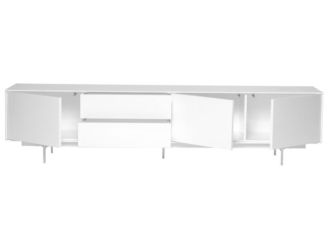 82" White Manufactured And Wood Cabinet Enclosed Storage TV Stand