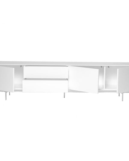 82" White Manufactured And Wood Cabinet Enclosed Storage TV Stand