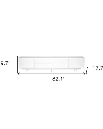 82" White Manufactured And Wood Cabinet Enclosed Storage TV Stand