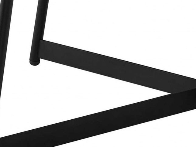 35" Brown and Black Wood And Metal Round Frame Coffee Table