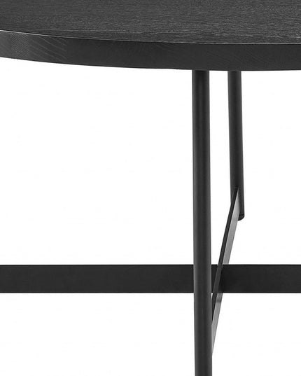 35" Black Wood And Metal Round Frame Coffee Table