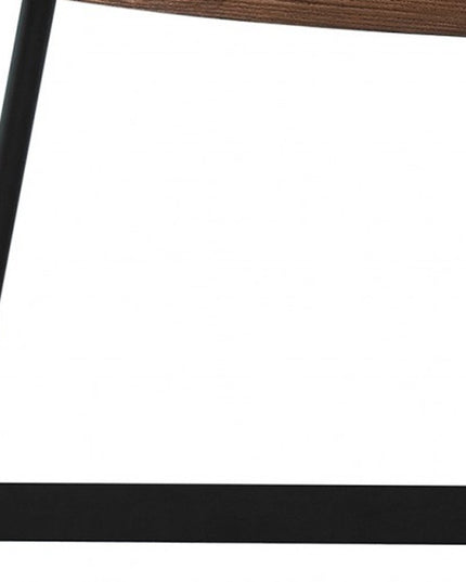 24" Brown and Black Wood And Metal Oval Frame Coffee Table