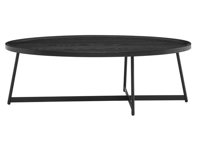 47" Black Wood And Metal Oval Frame Coffee Table