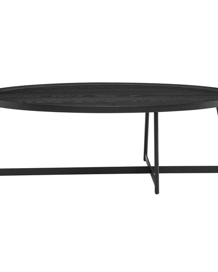 47" Black Wood And Metal Oval Frame Coffee Table