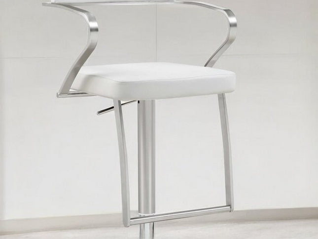 21 " White And Silver Stainless Steel Bar Chair