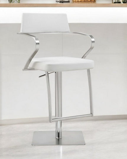 21 " White And Silver Stainless Steel Bar Chair