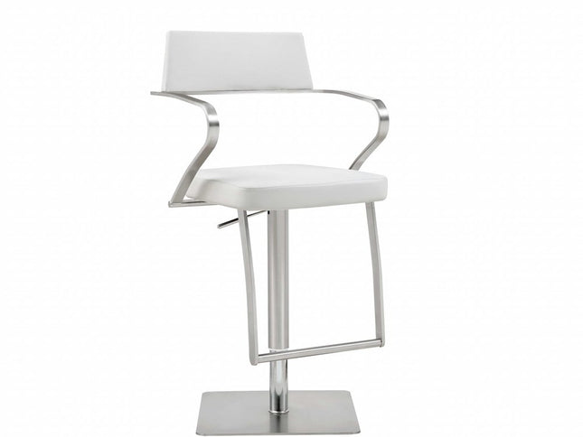 21 " White And Silver Stainless Steel Bar Chair
