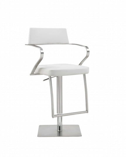 21 " White And Silver Stainless Steel Bar Chair