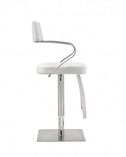 21 " White And Silver Stainless Steel Bar Chair