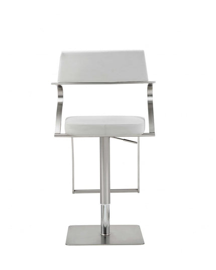 21 " White And Silver Stainless Steel Bar Chair
