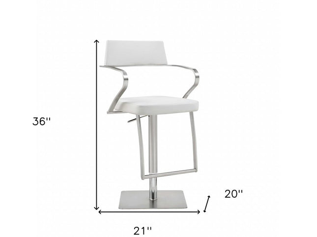 21 " White And Silver Stainless Steel Bar Chair