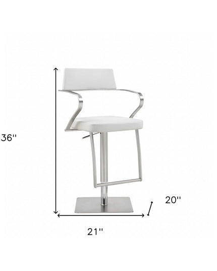 21 " White And Silver Stainless Steel Bar Chair