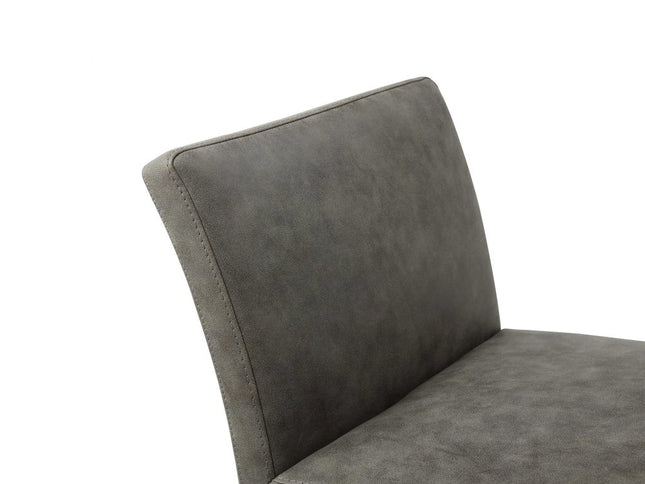 Dark Gray and Silver Faux Leather And Steel Adjustable Bar Chair