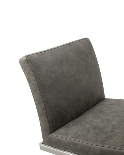 Dark Gray and Silver Faux Leather And Steel Adjustable Bar Chair