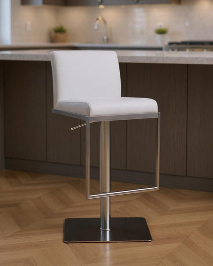 20 " White And Silver Stainless Steel Bar Chair