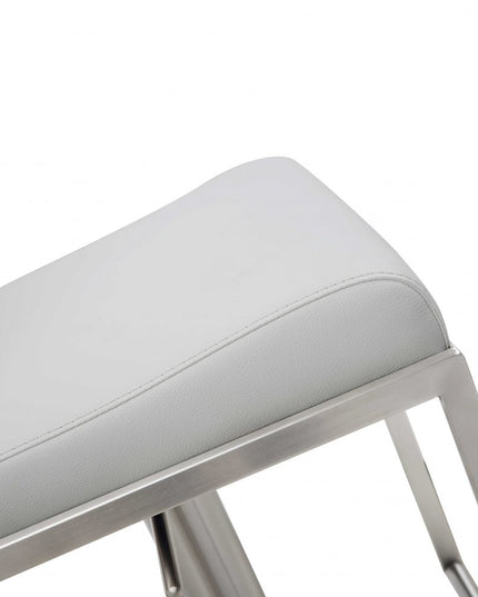 20 " White And Silver Stainless Steel Bar Chair
