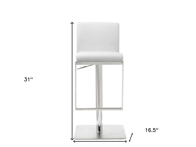 20 " White And Silver Stainless Steel Bar Chair