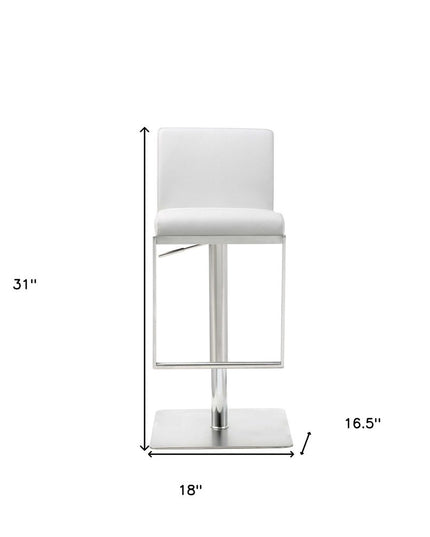 20 " White And Silver Stainless Steel Bar Chair