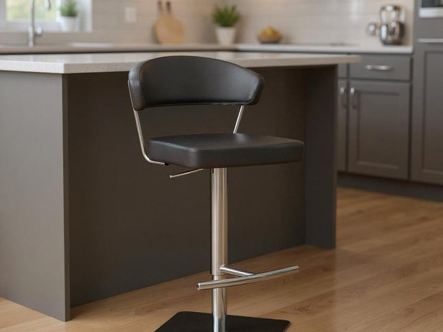 20 " Black And Silver Stainless Steel Bar Chair