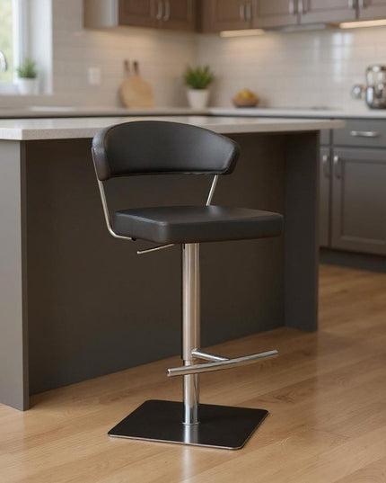20 " Black And Silver Stainless Steel Bar Chair