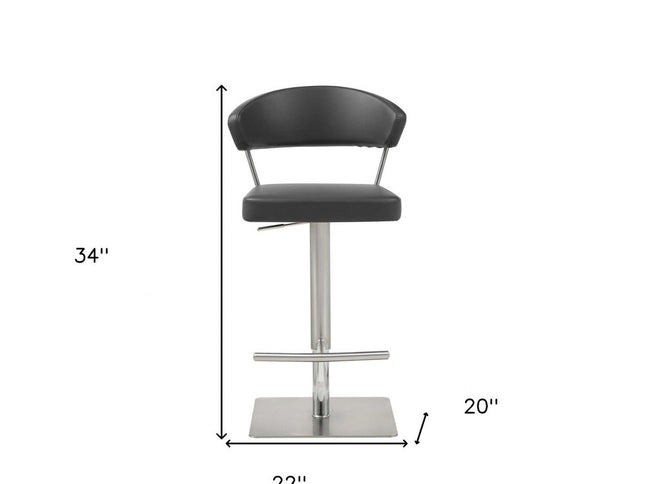20 " Black And Silver Stainless Steel Bar Chair