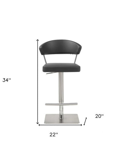 20 " Black And Silver Stainless Steel Bar Chair