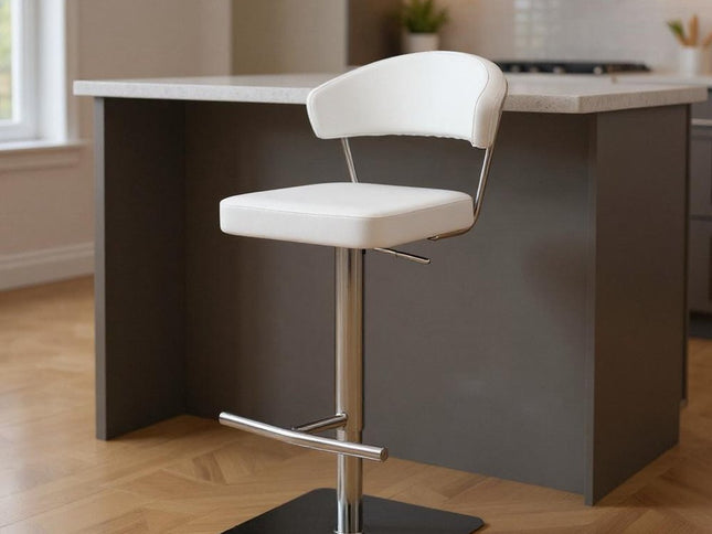 20 " White And Silver Stainless Steel Bar Chair