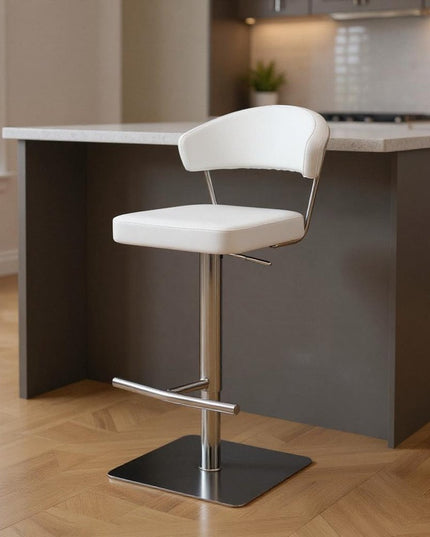 20 " White And Silver Stainless Steel Bar Chair