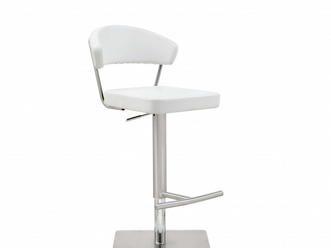 20 " White And Silver Stainless Steel Bar Chair