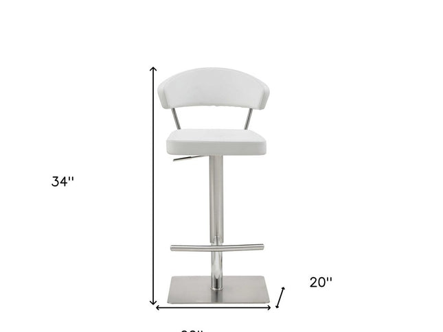 20 " White And Silver Stainless Steel Bar Chair