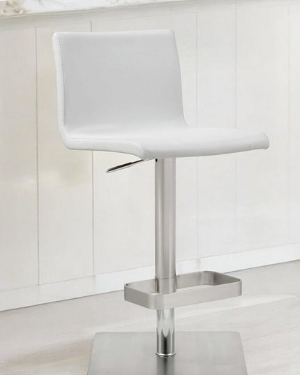 26 " White And Silver Stainless Steel Counter Height Bar Chair