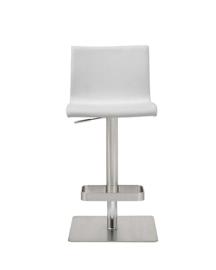 26 " White And Silver Stainless Steel Counter Height Bar Chair