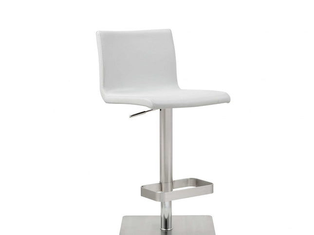 26 " White And Silver Stainless Steel Counter Height Bar Chair