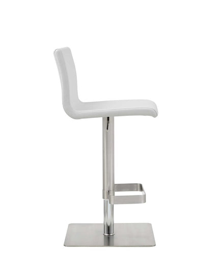 26 " White And Silver Stainless Steel Counter Height Bar Chair