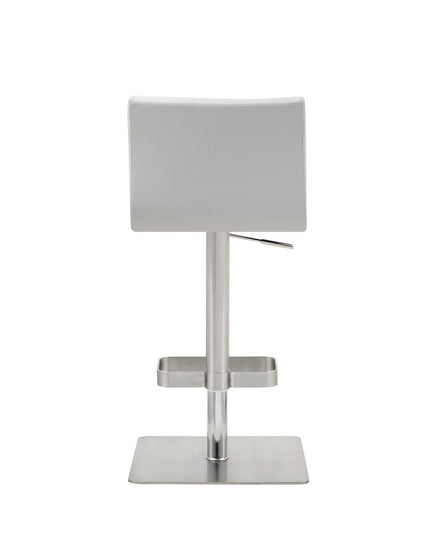 26 " White And Silver Stainless Steel Counter Height Bar Chair